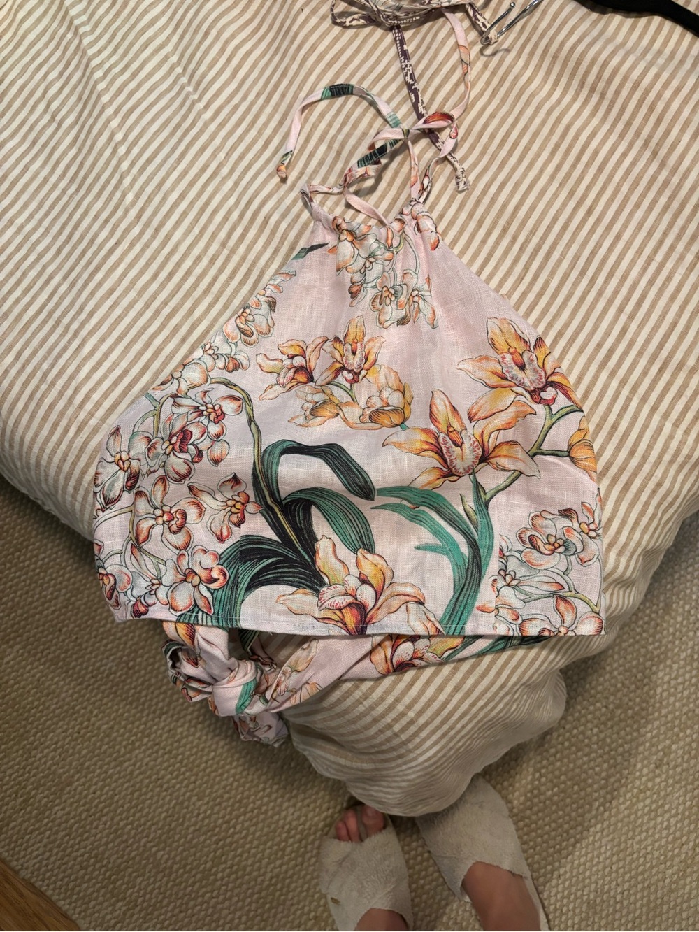 Monday Swimwear 100% Linen Floral Halter top